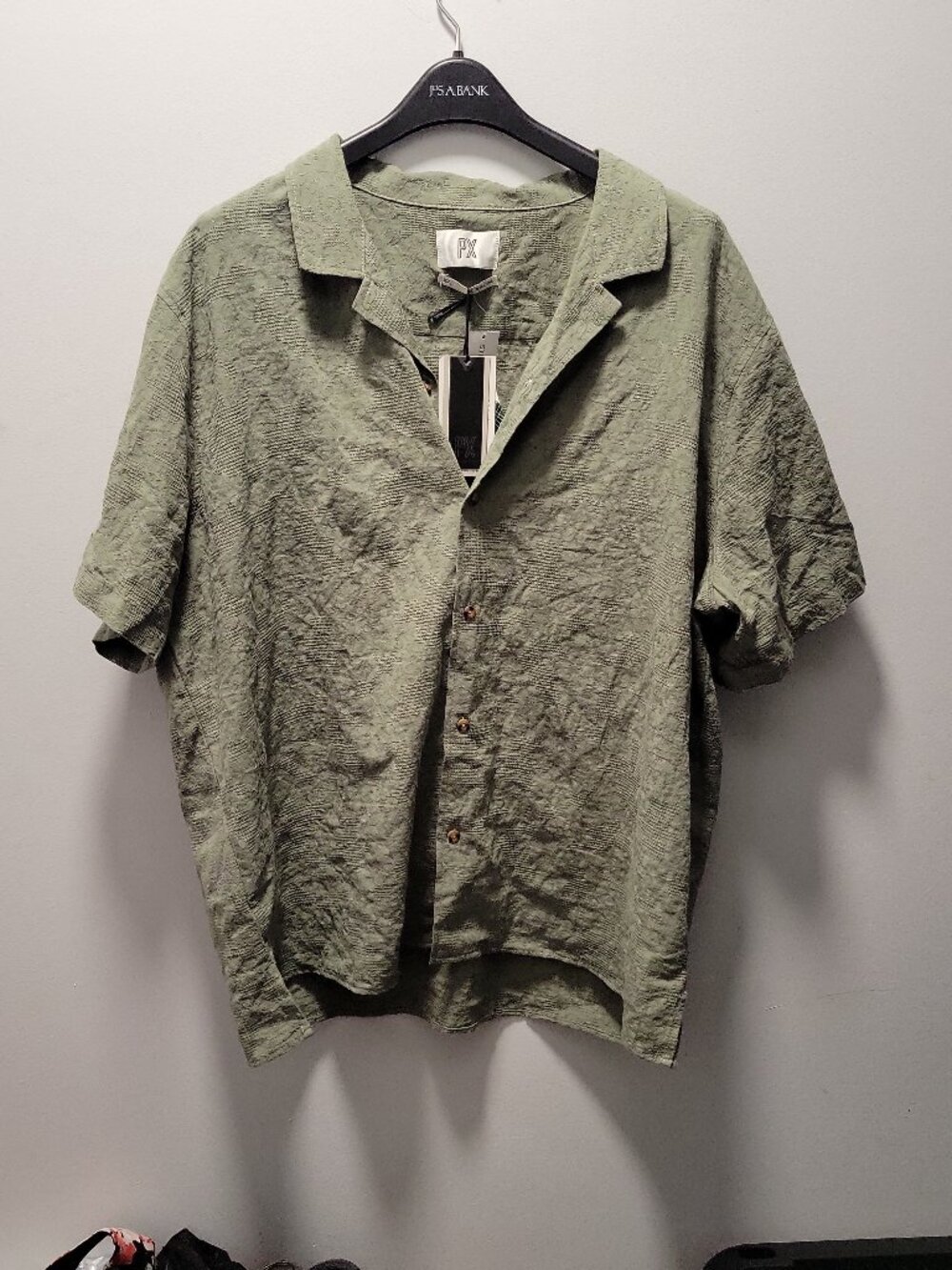 Px Green Yextured button up shirt xxl - camping,bbq,relax,vacation, mensshirt